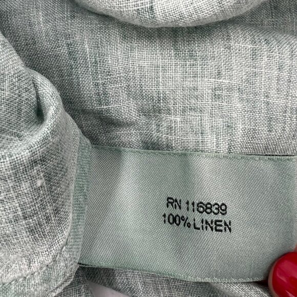 CHEYENNE S/M 100% Linen Tunic Sage Green Circle Cutout Artsy Lagenlook Top - Picture 6 of 11